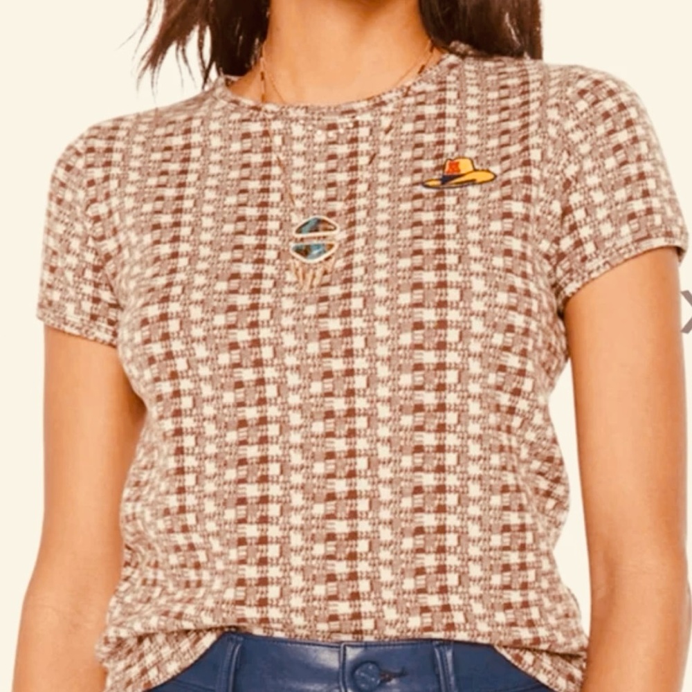 MOTHER Itty Bitty Ringer shrunken tee in Check It Cowboy